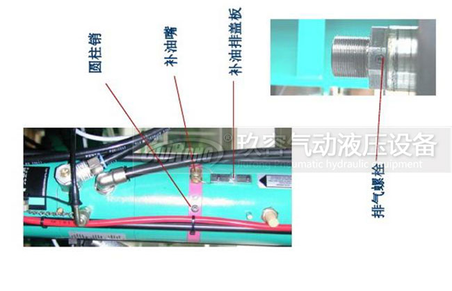 S/BS/RP/T型氣液增壓缸活塞桿向上安裝時補油對照圖