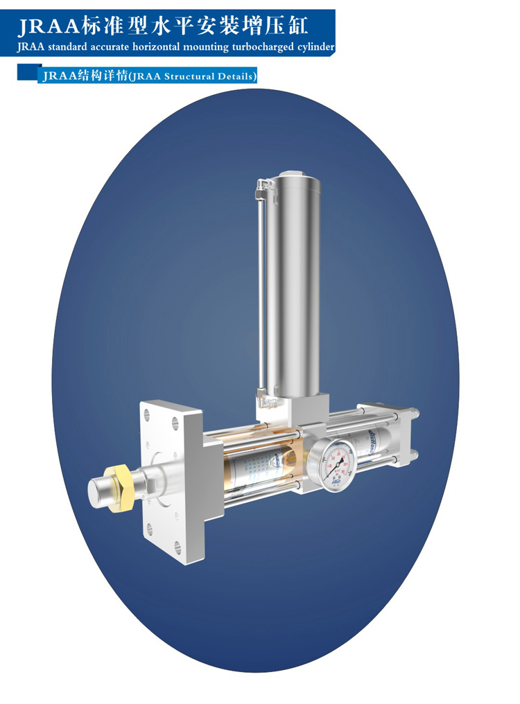 水平安裝臥式氣液增壓缸產品外觀結構