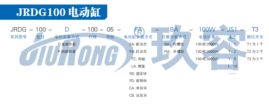 JRDG伺服電動缸選型