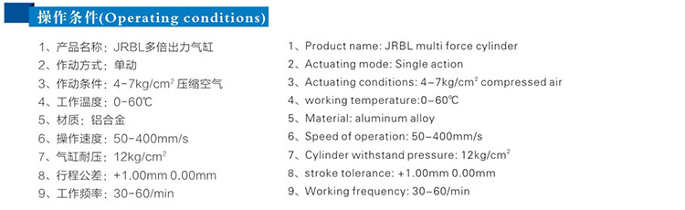 雙倍行程可調多倍力氣缸操作條件